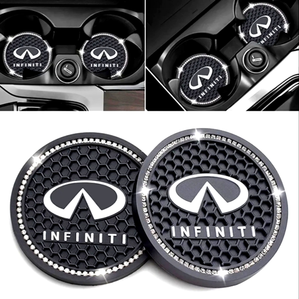 INFINITY Rhinestone Auto CarCup Holder Silicone Coaster Set + Tire Valve…